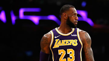 LOS ANGELES, CA - OCTOBER 31: LeBron James #23 of the Los Angeles Lakers looks on during the second half of a game against the Dallas Mavericks at Staples Center on October 31, 2018 in Los Angeles, California. NOTE TO USER: User expressly acknowledges and agrees that, by downloading and or using this photograph, User is consenting to the terms and conditions of the Getty Images License Agreement. (Photo by Sean M. Haffey/Getty Images)