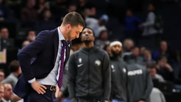 Ryan Saunders of the Minnesota Timberwolves. (Photo by David Berding/Getty Images)