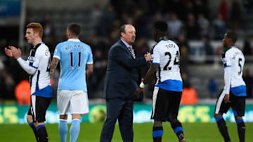 NEWCASTLE UPON TYNE, ENGLAND - APRIL 19: Newcastle manager Rafa Benitez congratulates Chieck Tiote after the Barclays Premier League match between Newcastle United and Manchester City at St James' Park on April 19, 2016 in Newcastle Upon Tyne, England (Photo by Stu Forster/Getty Images)
