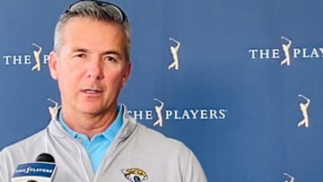 Jaguars coach Urban Meyer visited the Stadium Course at TPC Sawgrass on Friday during the second round of The Players Championship.Urban Meyer