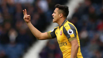 WEST BROMWICH, ENGLAND - MARCH 18: Alexis Sanchez of Arsenal reacts during the Premier League match between West Bromwich Albion and Arsenal at The Hawthorns on March 18, 2017 in West Bromwich, England. (Photo by Robbie Jay Barratt - AMA/WBA FC Via Getty Images)