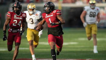 South Carolina football's DQ Smith took an interception back for a touchdown against Notre Dame in the Gator Bowl last season. Mandatory Credit: Jeremy Reper-USA TODAY Sports