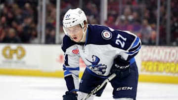 CLEVELAND, OH - FEBRUARY 09: Manitoba Moose center Mason Appleton (27) on the ice during the first period of the American Hockey League game between the Manitoba Moose and Cleveland Monsters on February 9, 2018, at Quicken Loans Arena in Cleveland, OH. Manitoba defeated Cleveland 4-2. (Photo by Frank Jansky/Icon Sportswire via Getty Images)