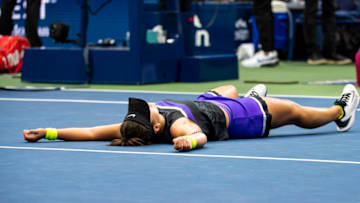 NEW YORK, NEW YORK - SEPTEMBER 07: Bianca Andreescu of Canada celebrates after her 6-3 7-5 victory over Serena Williams of the United States at Arthur Ashe Stadium at the USTA Billie Jean King National Tennis Center on September 07, 2019 in New York City. (Photo by TPN/Getty Images)