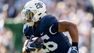 Penn State running back Saquon Barkley runs the kickoff in for a touchdown to start the game against Indiana on September 30, 2017, at Beaver Stadium in Universtiy Park, Pa. (Abby Drey/Centre Daily Times/TNS via Getty Images)