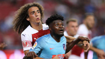 Matteo Guendouzi and Thomas Partey, Arsenal vs Atletico Madrid. (Photo by Pakawich Damrongkiattisak/Getty Images)