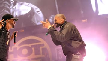 EAST RUTHERFORD, NJ - JUNE 05: (L-R) Big Sean and Kanye West perform at Hot 97's Summer Jam 2016 at MetLife Stadium on June 5, 2016 in East Rutherford, New Jersey. (Photo by Johnny Nunez/WireImage)