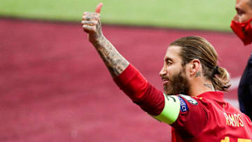 SEVILLA, SPAIN - MARCH 31: Sergio Ramos of Spain during the World Cup Qualifier match between Spain v Kosovo at the La Cartuja Stadium on March 31, 2021 in Sevilla Spain (Photo by David S. Bustamante/Soccrates/Getty Images)