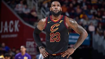 CLEVELAND, OH - DECEMBER 14: LeBron James #23 of the Cleveland Cavaliers during the game against the Los Angeles Lakers on December 14, 2017 at Quicken Loans Arena in Cleveland, Ohio. NOTE TO USER: User expressly acknowledges and agrees that, by downloading and/or using this photograph, user is consenting to the terms and conditions of the Getty Images License Agreement. Mandatory Copyright Notice: Copyright 2017 NBAE (Photo by David Liam Kyle/NBAE via Getty Images)