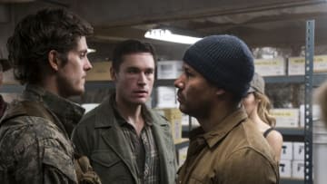 Sam Underwood as Jake Otto, Daniel Sharman as Troy Otto, Justin Rain as Crazy Dog - Fear the Walking Dead _ Season 3, Episode 9 - Photo Credit: Richard Foreman, Jr/AMC