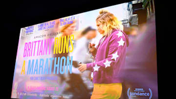NEW YORK, NEW YORK - AUGUST 18: A view of signage on display during the Brittany Runs A Marathon "Run to the Theater" Event presented by Amazon Studios and Betches Media on August 18, 2019 in New York City. (Photo by Dave Kotinsky/Getty Images for Betches Media and Amazon Studios)