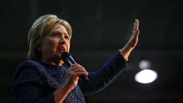 FAIRFIELD, AL - FEBRUARY 27: Democratic presidential candidate former Secretary of State Hillary Clinton speaks during a 'Get Out The Vote' at Miles College on February 27, 2016 in Fairfield, Alabama. Hillary Clinton held a campaign rally in Alabama before returning to South Carolina for her South Carolina primary night event. (Photo by Justin Sullivan/Getty Images)