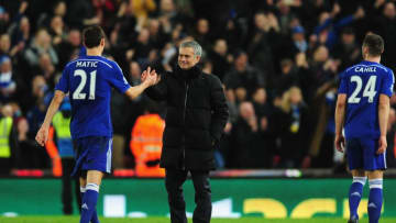 STOKE ON TRENT, ENGLAND - DECEMBER 22: Chelsea player Nemanja Matic is congratulated by his mananger Jose Mourinho after the Barclays Premier League match between Stoke City and Chelsea at Britannia Stadium on December 22, 2014 in Stoke on Trent, England. (Photo by Stu Forster/Getty Images)