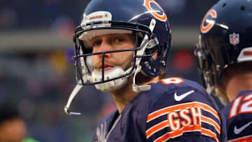 Dec 29, 2013; Chicago, IL, USA; Chicago Bears quarterback Jay Cutler (6) prior to a game against the Green Bay Packers at Soldier Field. Mandatory Credit: Dennis Wierzbicki-USA TODAY Sports