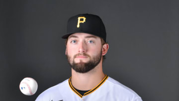 BRADENTON, FLORIDA - MARCH 16: Cody Bolton #68 of the Pittsburgh Pirates poses for a picture during the 2022 Photo Day at LECOM Park on March 16, 2022 in Bradenton, Florida. (Photo by Julio Aguilar/Getty Images)
