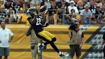 Sep 28, 2014; Pittsburgh, PA, USA; Pittsburgh Steelers cornerback Cortez Allen (28) intercepts a pass against the Tampa Bay Buccaneers during the second half at Heinz Field. The Buccaneers won the game, 27-24. Mandatory Credit: Jason Bridge-USA TODAY Sports