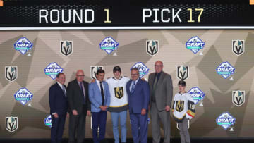 VANCOUVER, BC - JUNE 21: Peyton Krebs is selected seventeenth ovetall by the Los Vegas Golden Knights during Round One of the 2019 NHL Draft at Rogers Arena on June 21, 2019 in Vancouver, Canada. (Photo by Devin Manky/Icon Sportswire via Getty Images)