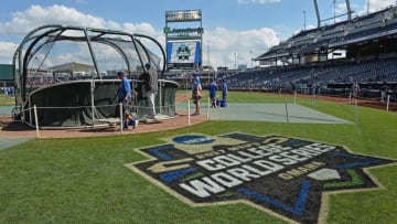 Omaha, NE - JUNE 26: The Florida Gators take batting practice prior to game one of the College World Series Championship Series against the LSU Tigers on June 26, 2017 at TD Ameritrade Park in Omaha, Nebraska. (Photo by Peter Aiken/Getty Images)