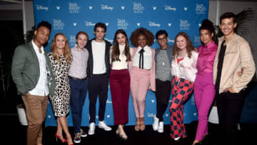 ANAHEIM, CALIFORNIA - AUGUST 23: (L-R) Mark St. Cyr, Kate Reinders, Larry Saperstein, Joshua Bassett, Olivia Rodrigo, Dara Renee, Frankie A. Rodriguez, Julia Lester, Sofia Wylie, and Matt Cornett of 'High School Musical: The Musical: The Series' took part today in the Disney+ Showcase at Disney’s D23 EXPO 2019 in Anaheim, Calif. 'High School Musical: The Musical: The Series' will stream exclusively on Disney+, which launches November 12. (Photo by Alberto E. Rodriguez/Getty Images for Disney)