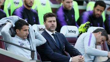 20th October 2018, London Stadium, London, England; EPL Premier League football, West Ham United versus Tottenham Hotspur; Tottenham Hotspur Manager Mauricio Pochettino looks on from the dugout (photo by John Patrick Fletcher/Action Plus via Getty Images)