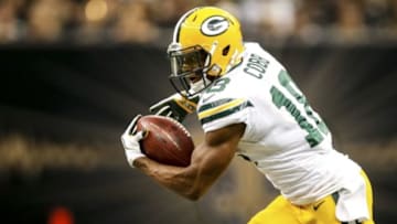 Oct 26, 2014; New Orleans, LA, USA; Green Bay Packers wide receiver Randall Cobb (18) runs after a catch against the New Orleans Saints during the second quarter of a game at the Mercedes-Benz Superdome. Mandatory Credit: Derick E. Hingle-USA TODAY Sports