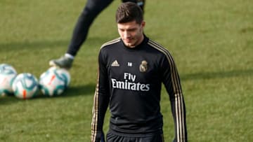 MADRID, SPAIN - DECEMBER 14: (BILD ZEITUNG OUT) Luka Jovic of Real Madrid looks on during the training session of Real Madrid on December 14, 2019 in Madrid, Spain. (Photo by TF-Images/Getty Images)