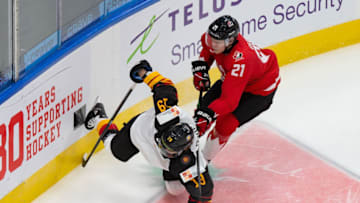 EDMONTON, AB - DECEMBER 26: Kaiden Guhle (Photo by Codie McLachlan/Getty Images)
