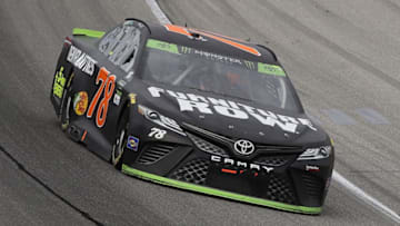 JOLIET, IL - SEPTEMBER 17: Martin Truex Jr., driver of the #78 Furniture Row/Denver Mattress Toyota, races during the Monster Energy NASCAR Cup Series Tales of the Turtles 400 at Chicagoland Speedway on September 17, 2017 in Joliet, Illinois. (Photo by Jonathan Daniel/Getty Images)