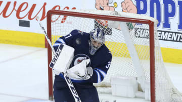 WINNIPEG, MANITOBA - APRIL 7: Connor Hellebuyck. (Photo by Jason Halstead /Getty Images)