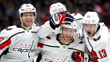 Lars Eller, Nick Jensen, Alex Ovechkin and Jakub Vrana, Washington Capitals (Photo by Matthew Stockman/Getty Images)