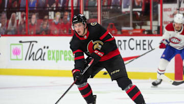 OTTAWA, ON - MAY 5: Drake Batherson #19 of the Ottawa Senators skates against the Montreal Canadiens at Canadian Tire Centre on May 5, 2021 in Ottawa, Ontario, Canada. (Photo by Matt Zambonin/Freestyle Photography/Getty Images)