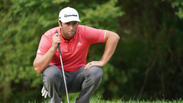 OLYMPIA FIELDS, ILLINOIS - AUGUST 30: Jon Rahm of Spain lines up a putt on the 16th hole during the final round of the BMW Championship on the North Course at Olympia Fields Country Club on August 30, 2020 in Olympia Fields, Illinois. (Photo by Stacy Revere/Getty Images)