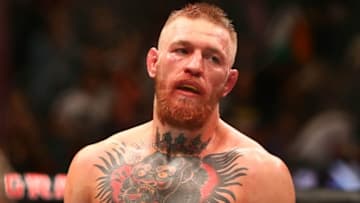 March 5, 2016; Las Vegas, NV, USA; Conor McGregor reacts following his loss against Nate Diaz during UFC 196 at MGM Grand Garden Arena. Mandatory Credit: Mark J. Rebilas-USA TODAY Sports