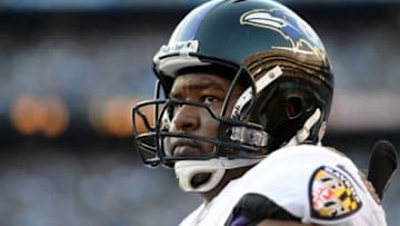 Nov 25, 2012; San Diego, CA, USA; Baltimore Ravens tackle Bryant McKinnie (78) on the sideline during the fourth quarter against the San Diego Chargers at Qualcomm Stadium. Mandatory Credit: Jake Roth-USA TODAY Sports