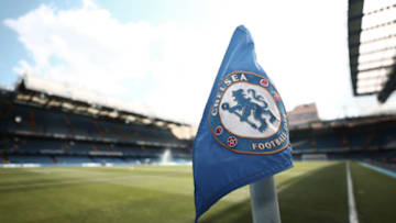 LONDON, ENGLAND - APRIL 24: The Chelsea corner flag is seen during the Premier League match between Chelsea and West Ham United at Stamford Bridge on April 24, 2022 in London, England. (Photo by Ryan Pierse/Getty Images)