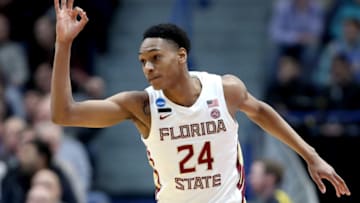 Florida State Seminoles wing Devin Vassell celebrates in-game. (Photo by Rob Carr/Getty Images)
