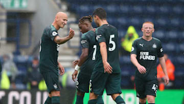 PRESTON, ENGLAND - JULY 27: Jonjo Shelvey of Newcastle United celebrates after scoring the opening goal from a free kick during a pre-season friendly match between Preston North End and Newcastle United at Deepdale on July 27, 2019 in Preston, England. (Photo by Alex Livesey/Getty Images)