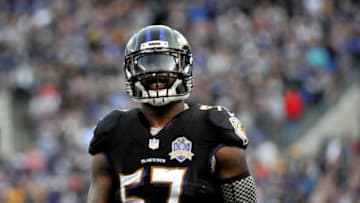 BALTIMORE, MD - DECEMBER 27, 2015: Linebacker C.J. Mosley #57 of the Baltimore Ravens walks onto the field during a game against the Pittsburgh Steelers on December 27, 2015 at M&T Bank Stadium in Baltimore, Maryland. Baltimore won 20-17. (Photo by: Nick Cammett/Diamond Images/Getty Images)
