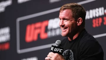 HAMBURG, GERMANY - SEPTEMBER 02: UFC Hall of Famer Matt Hughes answers questions for fans and media during a Q