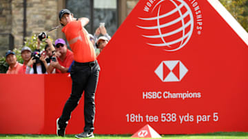 SHANGHAI, CHINA - NOVEMBER 01: Rory McIlroy of Northern Ireland on the par five 18th hole during the second round of the WGC HSBC Champions at Sheshan International Golf Club on November 01, 2019 in Shanghai, China. (Photo by Ross Kinnaird/Getty Images)
