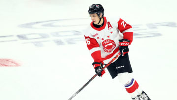 HAMILTON, ON - JANUARY 16: Jaromir Pytlik #26 of Team White skates during warm up for the 2020 CHL/NHL Top Prospects Game against Team Red at FirstOntario Centre on January 16, 2020 in Hamilton, Canada. (Photo by Vaughn Ridley/Getty Images)