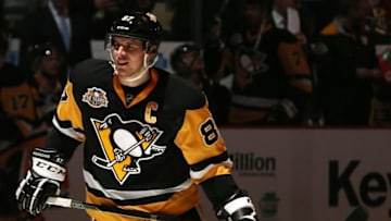 Dec 31, 2016; Pittsburgh, PA, USA; Pittsburgh Penguins center Sidney Crosby (87) takes the ice to play the Montreal Canadiens during the first period at the PPG PAINTS Arena. Mandatory Credit: Charles LeClaire-USA TODAY Sports