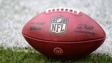 LANDOVER, MARYLAND - NOVEMBER 22: A detailed view of an official Wilson NFL football with the Cincinnati Bengals logo before a game between the Bengals and Washington Football Team at FedExField on November 22, 2020 in Landover, Maryland. (Photo by Patrick McDermott/Getty Images)