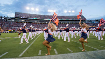 Auburn leads Southern Miss at halftime after a lengthy weather delay. (Photo by Michael Chang/Getty Images)