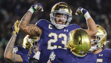 Notre Dame football in college football bowl games 2021. (Photo by Michael Hickey/Getty Images)