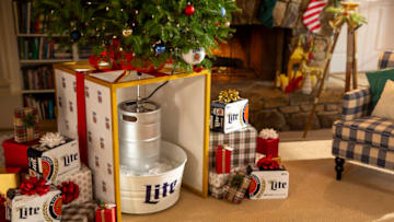 Miller Lite Christmas Tree Keg Stand for the holidays, photo provided by Miller Lite