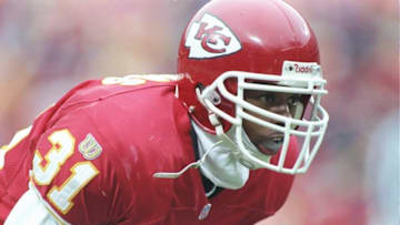 24 Nov 1996: Free safety Jerome Woods of the Kansas City Chiefs waits for the snap during a game against the San Diego Chargers at Arrowhead Stadium in Kansas City, Missouri. The Chargers won the game 28-14. Mandatory Credit: Jamie Squire /Allsport