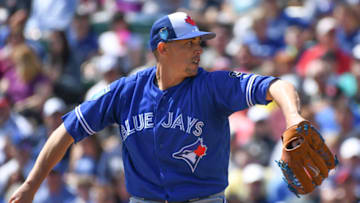 LAKE BUENA VISTA, FL - MARCH 13: Aaron Sanchez #41 of the Toronto Blue Jays in action during the spring training game between the Atlanta Braves and the Toronto Blue Jays at Champion Stadium on March 13, 2018 in Lake Buena Vista, Florida. (Photo by B51/Mark Brown/Getty Images) *** Local Caption *** Aaron Sanchez