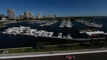 ST PETERSBURG, FL - MARCH 30: Scott Dixon of New Zealand driver of the #9 Target Chip Ganassi Racing Chevrolet drives during a warm-up session for the Verizon IndyCar Series Firestone Grand Prix of St. Petersburg at the Streets of St. Petersburg on March 30, 2014 in St Petersburg, Florida. (Photo by Chris Trotman/Getty Images)