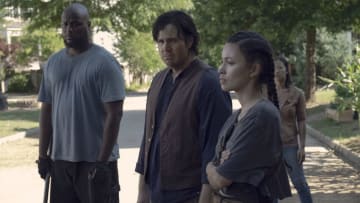 Christian Serratos as Rosita Espinosa, Josh McDermitt as Dr. Eugene Porter - The Walking Dead _ Season 9, Episode 6 - Photo Credit: Gene Page/AMC